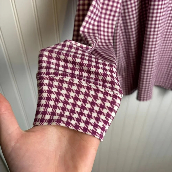 Lands' End purple gingham mock neck long sleeve top size XL G7 - Picture 4 of 4